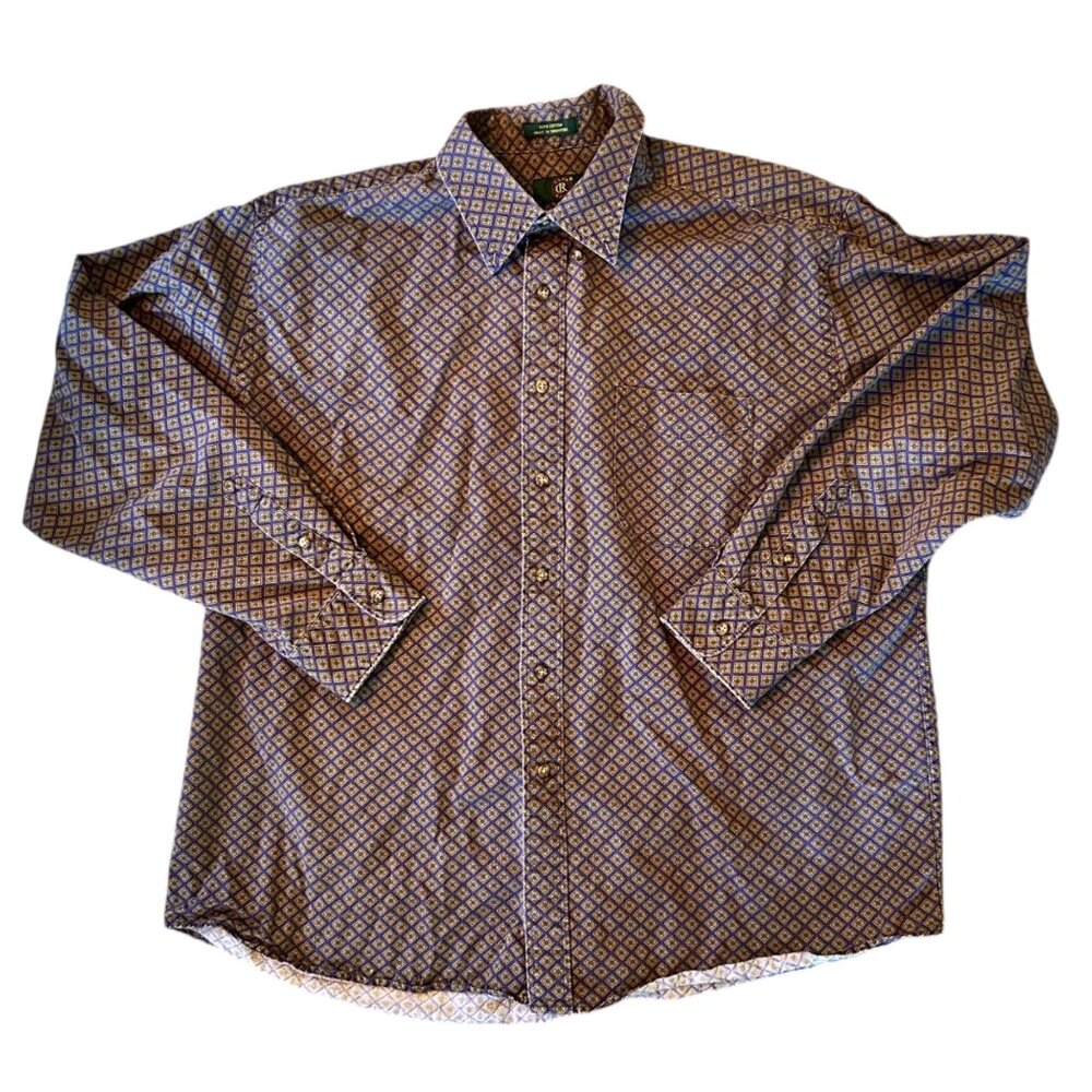 Vintage Club Room Novelty Floral Print Button Down Shirt XXL